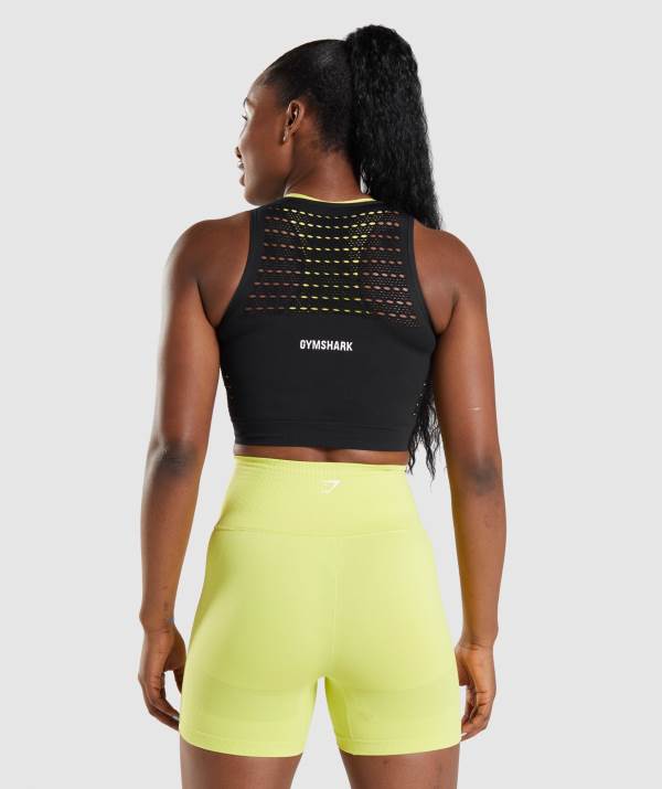 Damske Crop Top Gymshark Energy Seamless Čierne | GI5384270